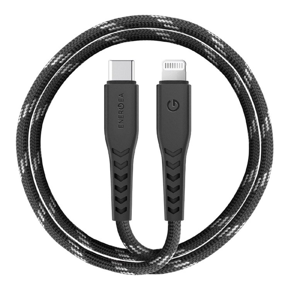 Кабель EnergEA NyloFlex MFI USB-C — Lightning 0.3м. Цвет: чёрный