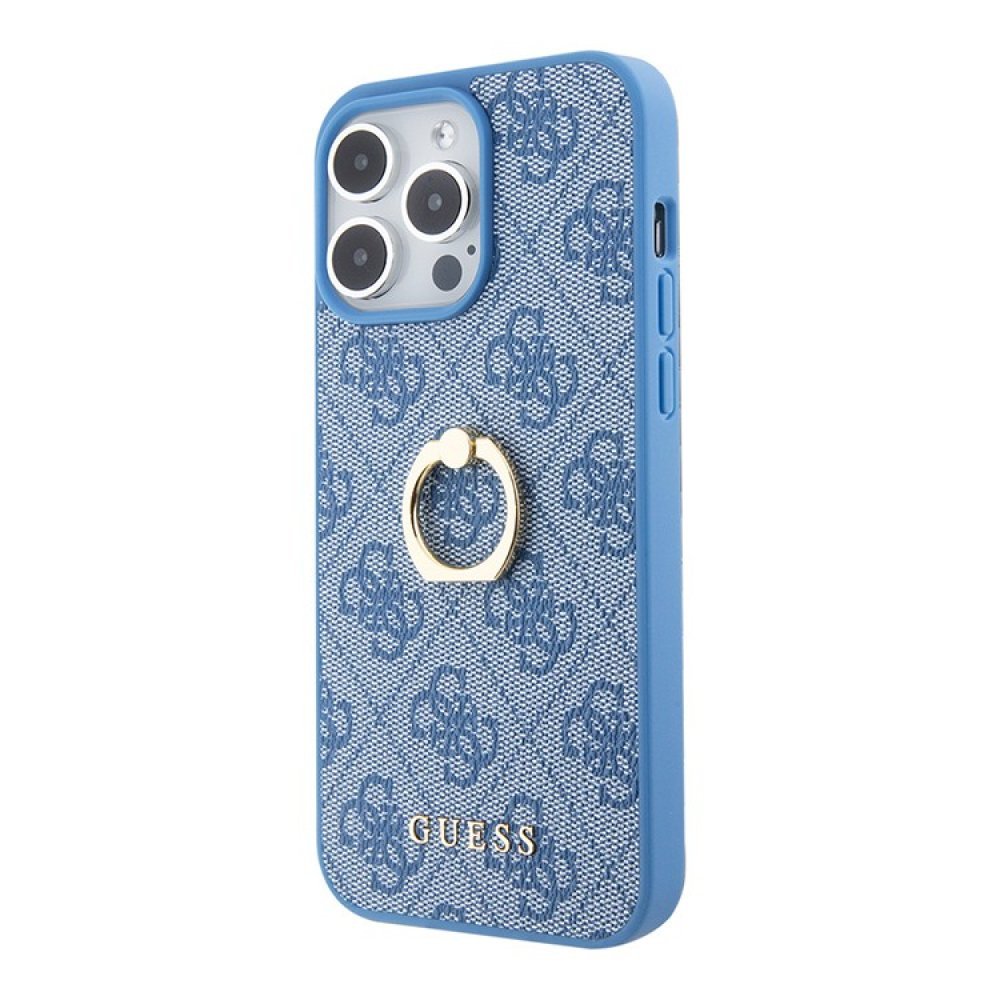 Чехол Guess PU 4G + Ring для iPhone 15 Pro Max. Цвет: синий