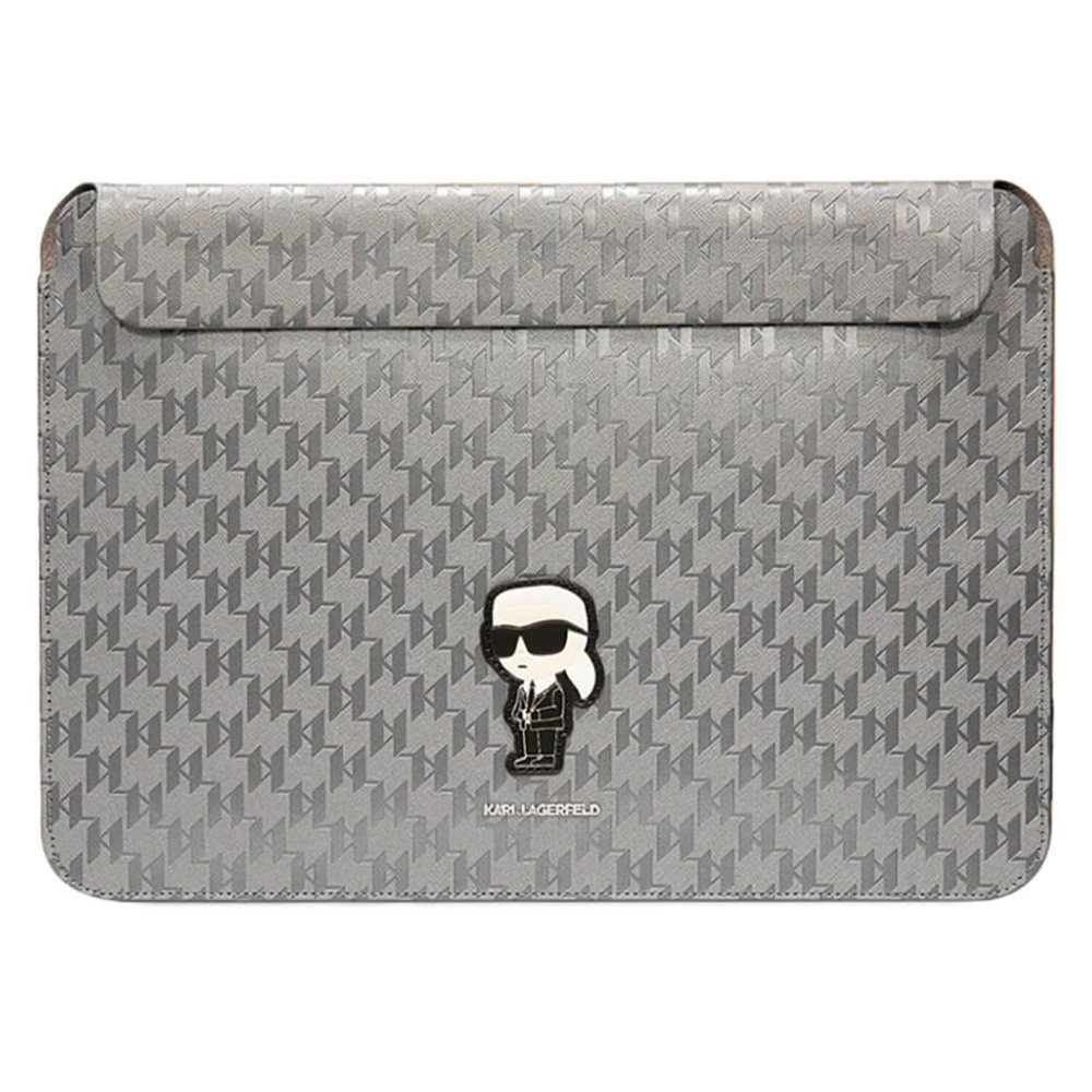 Чехол Lagerfeld Saffiano Sleeve Monogram NFT Karl Ikonik для MacBook Air/Pro 13"/Pro 14. Цвет: сереб