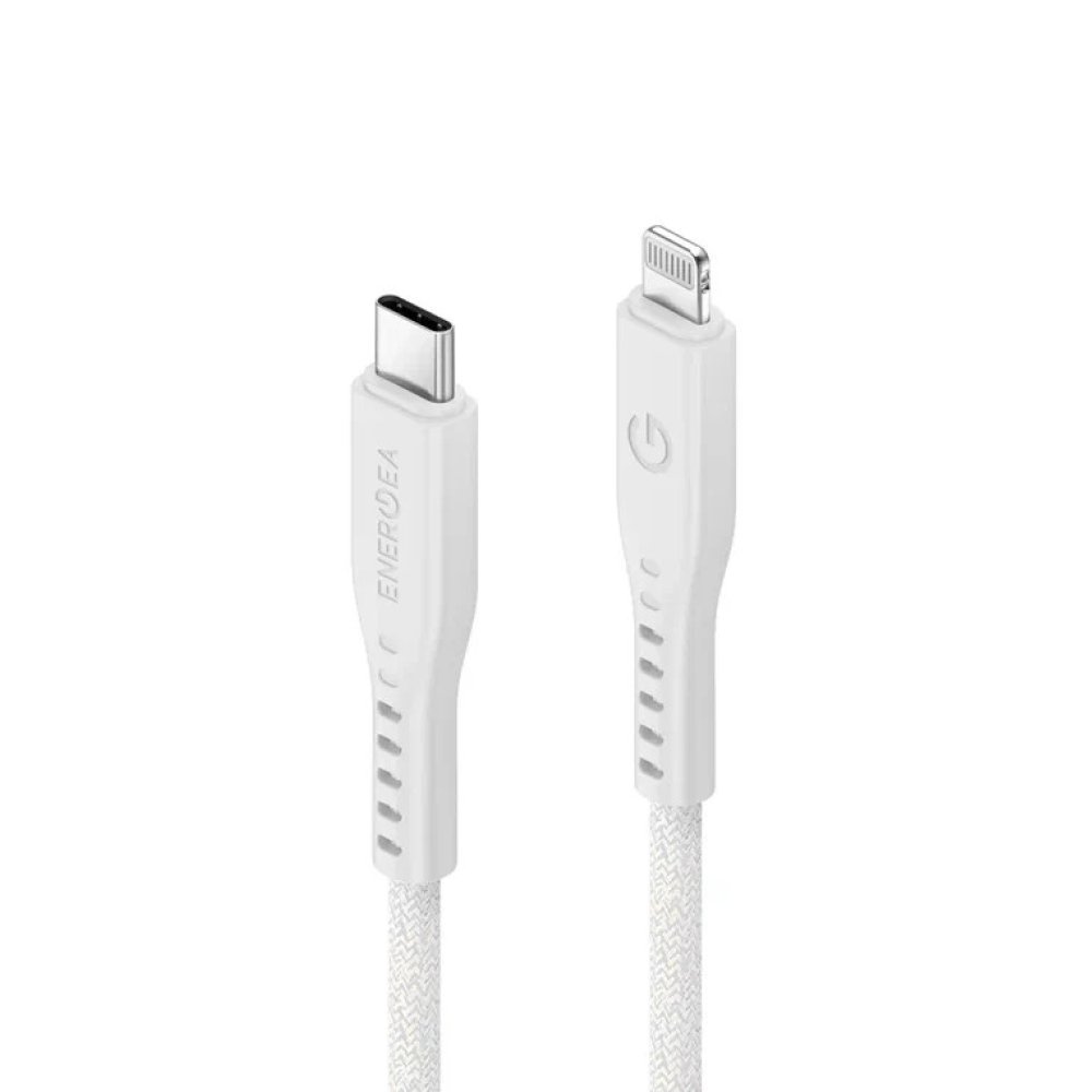 Кабель EnergEA FLOW USB-C - Lightning MFI, PD 60Вт, 3А, 1.5м. Цвет: белый
