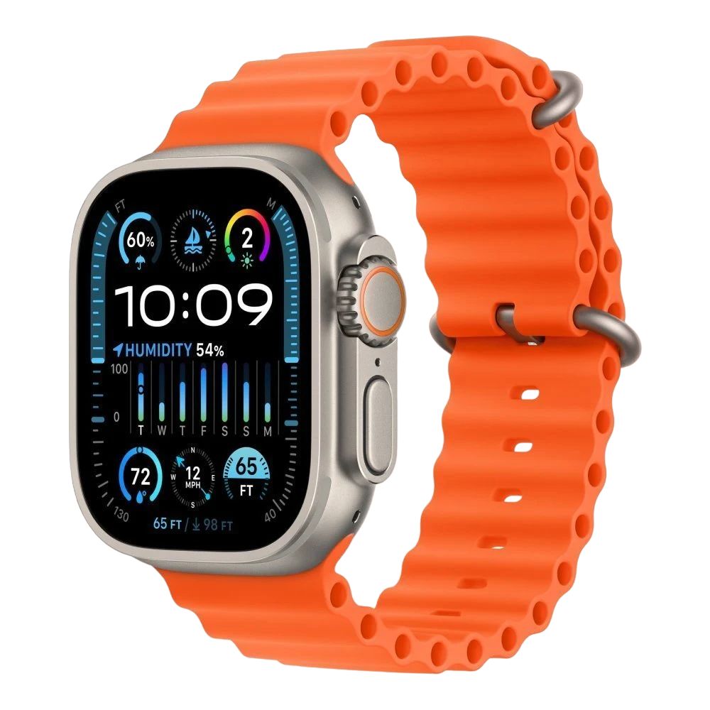 Apple Watch Ultra 2, 49мм, "океанический" ремешок оранжевого цвета