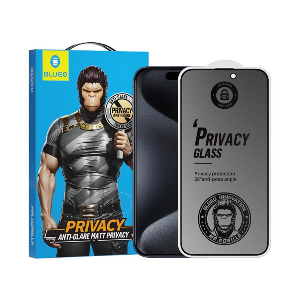 Защитное стекло BlueO Anti-peep (приватное матовое) для iPhone 15 Pro Max