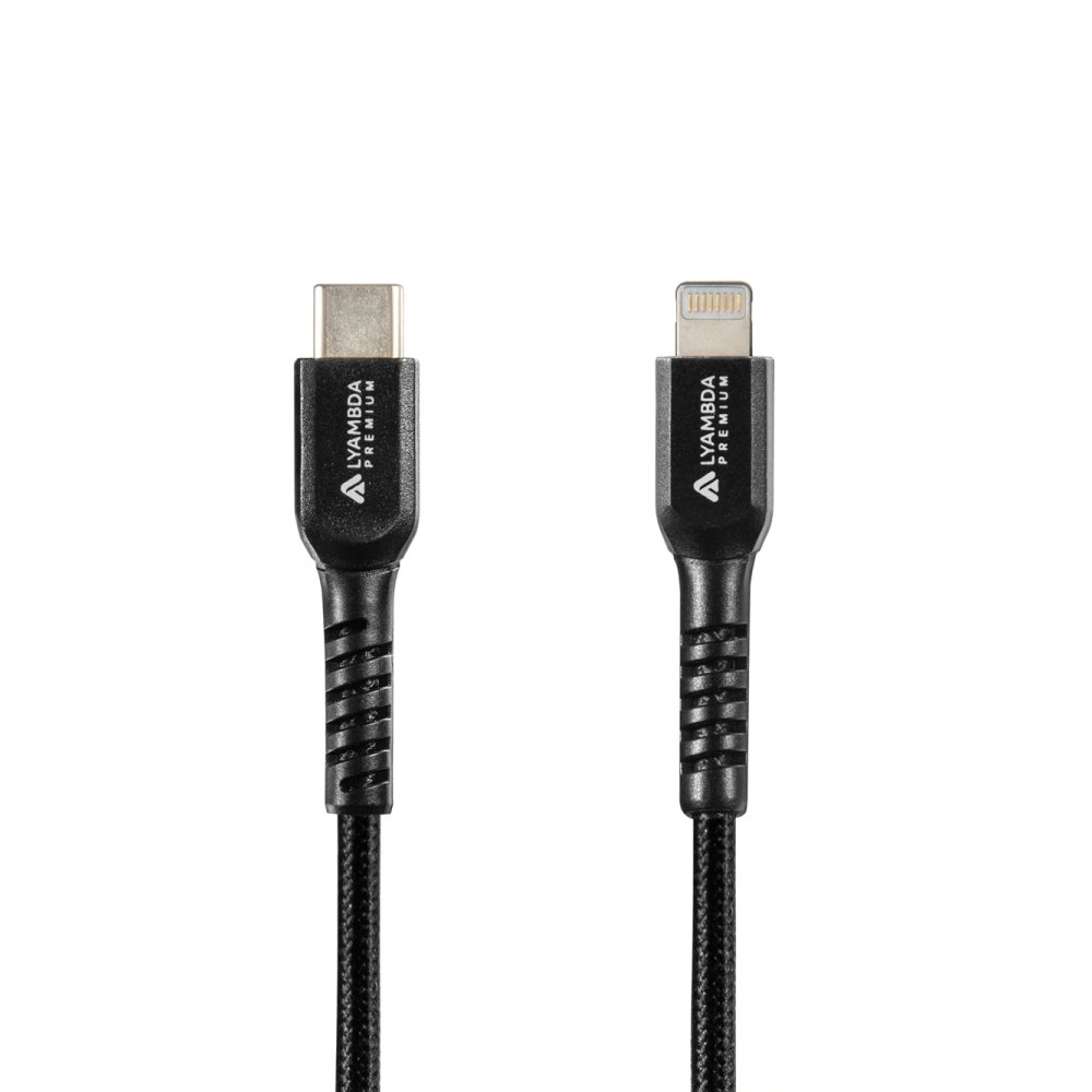 Кабель Lyambda MFI USB-C — Lightning M/M, 3А, 0.25м. Цвет: чёрный