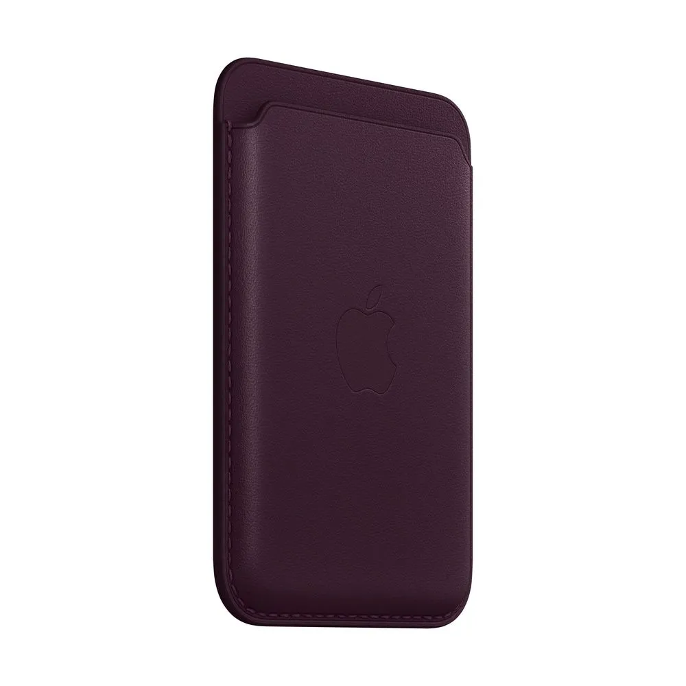 Кожаный чехол-бумажник MagSafe для iPhone. Цвет: "Тёмная вишня"