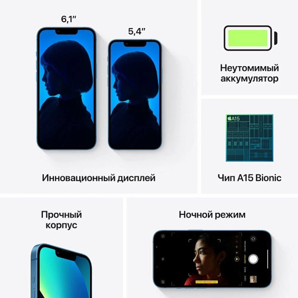 Смартфон Apple iPhone 13 256 ГБ (nano-SIM + eSIM). Цвет: синий
