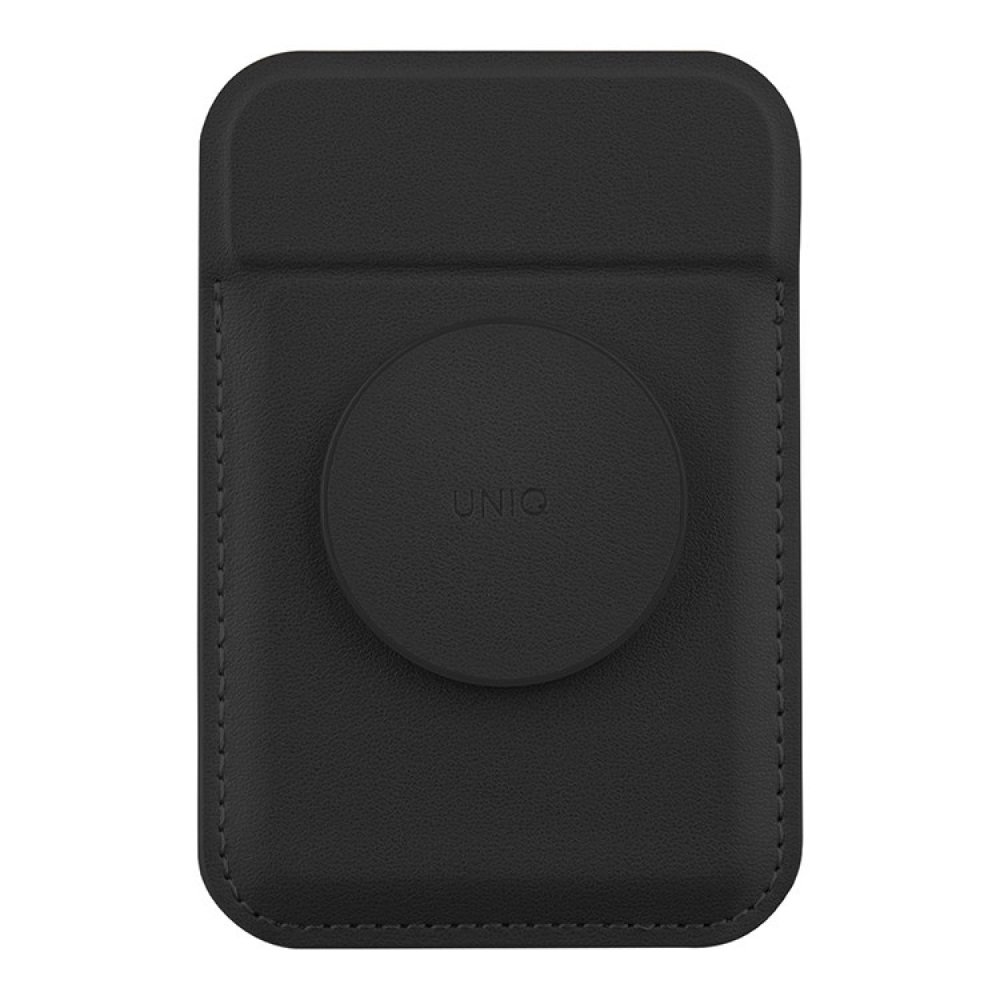 Магнитный бумажник UNIQ FLIXA Magnetic card holder Pop-out Grip-stand. Цвет: черный