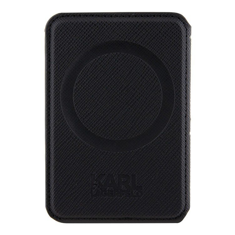 Магнитный бумажник Lagerfeld Wallet Cardslot MagSafe Stand Saffiano Monogram NFT Choupe Цвет: чёрный