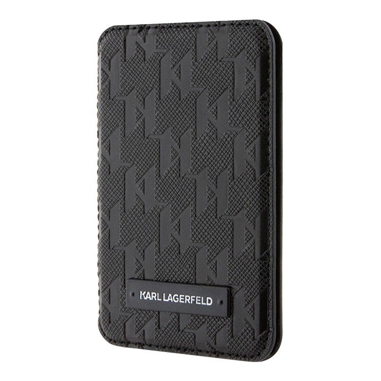 Магнитный бумажник Lagerfeld Wallet Cardslot MagSafe Stand Saffiano Monogram Plate logo Цвет: чёрный