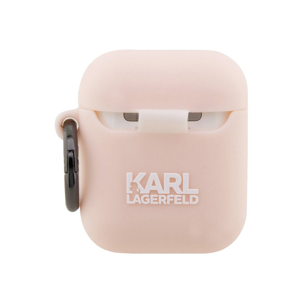 Чехол Lagerfeld NFT 3D Choupette для Airpods 1/2 силиконовый с кольцом. Цвет: розовый