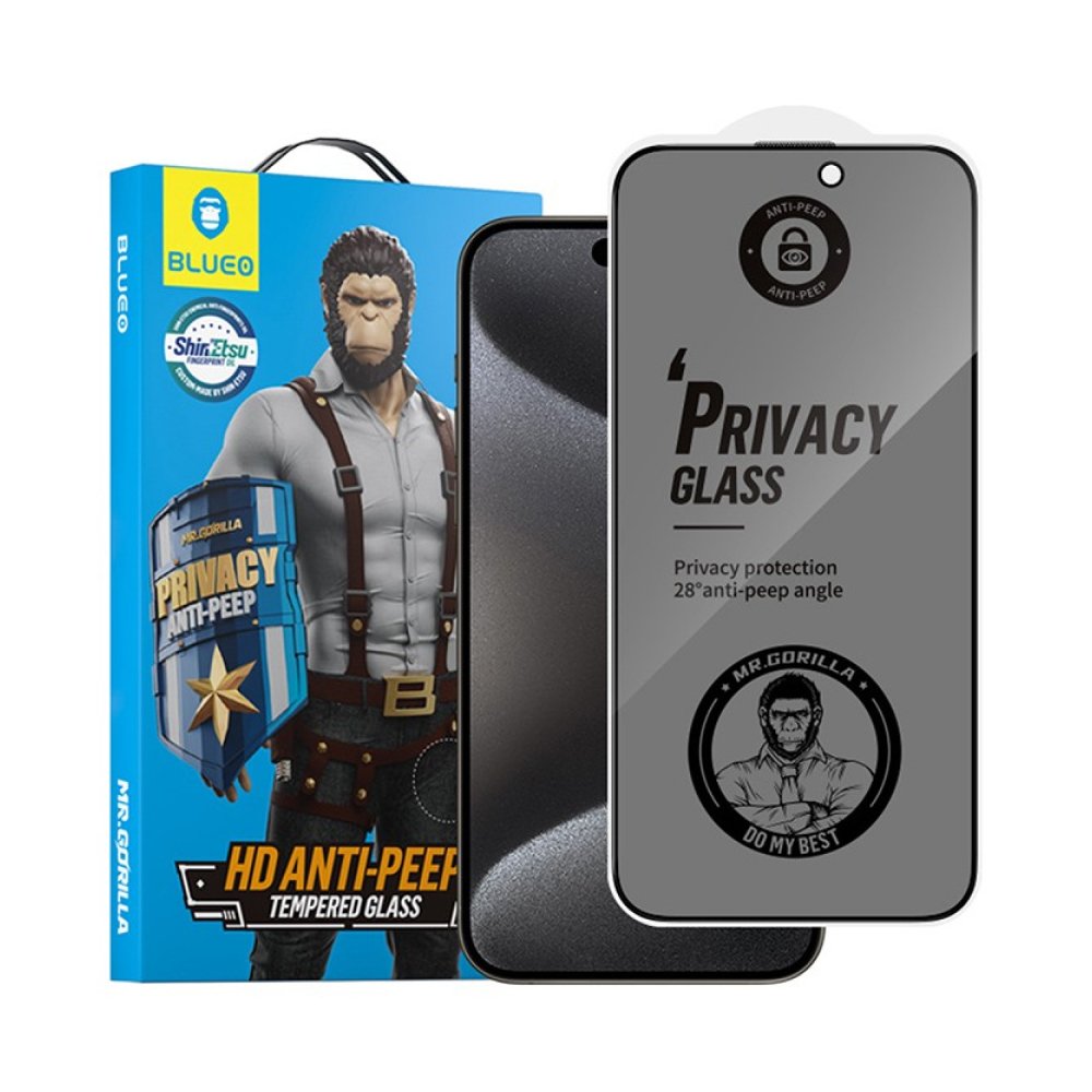 Защитное стекло BlueO Anti-peep (приватное) для iPhone 15 Plus/14 Pro Max