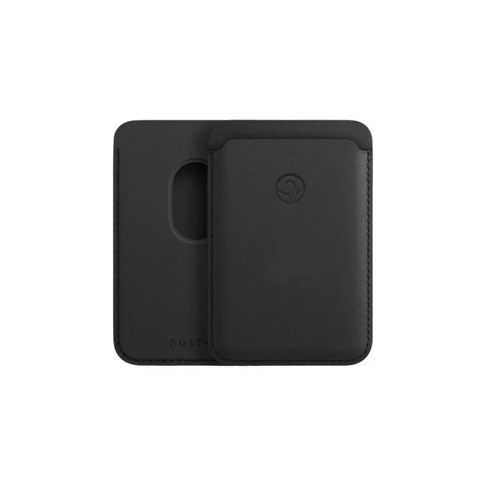 Магнитный бумажник Bustha MagSafe Leather Wallet (Noir). Цвет: чёрный