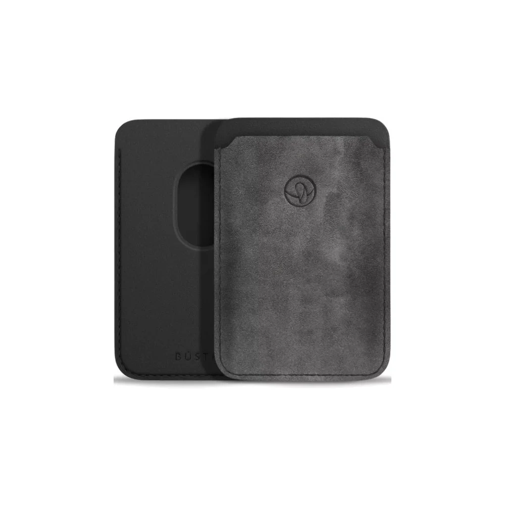 Магнитный бумажник Bustha MagSafe Suede/Leather Wallet (Concrete/Noir). Цвет: тёмно-серый