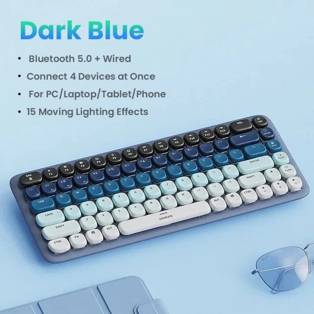 Клавиатура механическая UGREEN KU101 FUN+, USB-C & Bluetooth. Цвет: синий