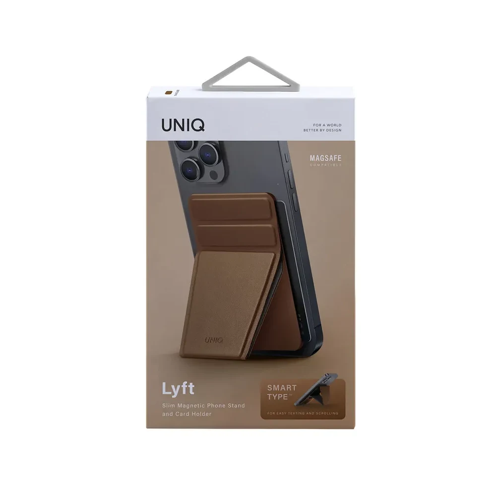 Магнитный бумажник UNIQ с функцией стенда LYFT Magnetic. Цвет: коричневый